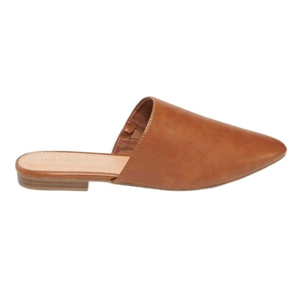 Old Navy Womens Pointed Toe Mule Flats Cognac Brown Faux Leather‎ Size 6 NWT